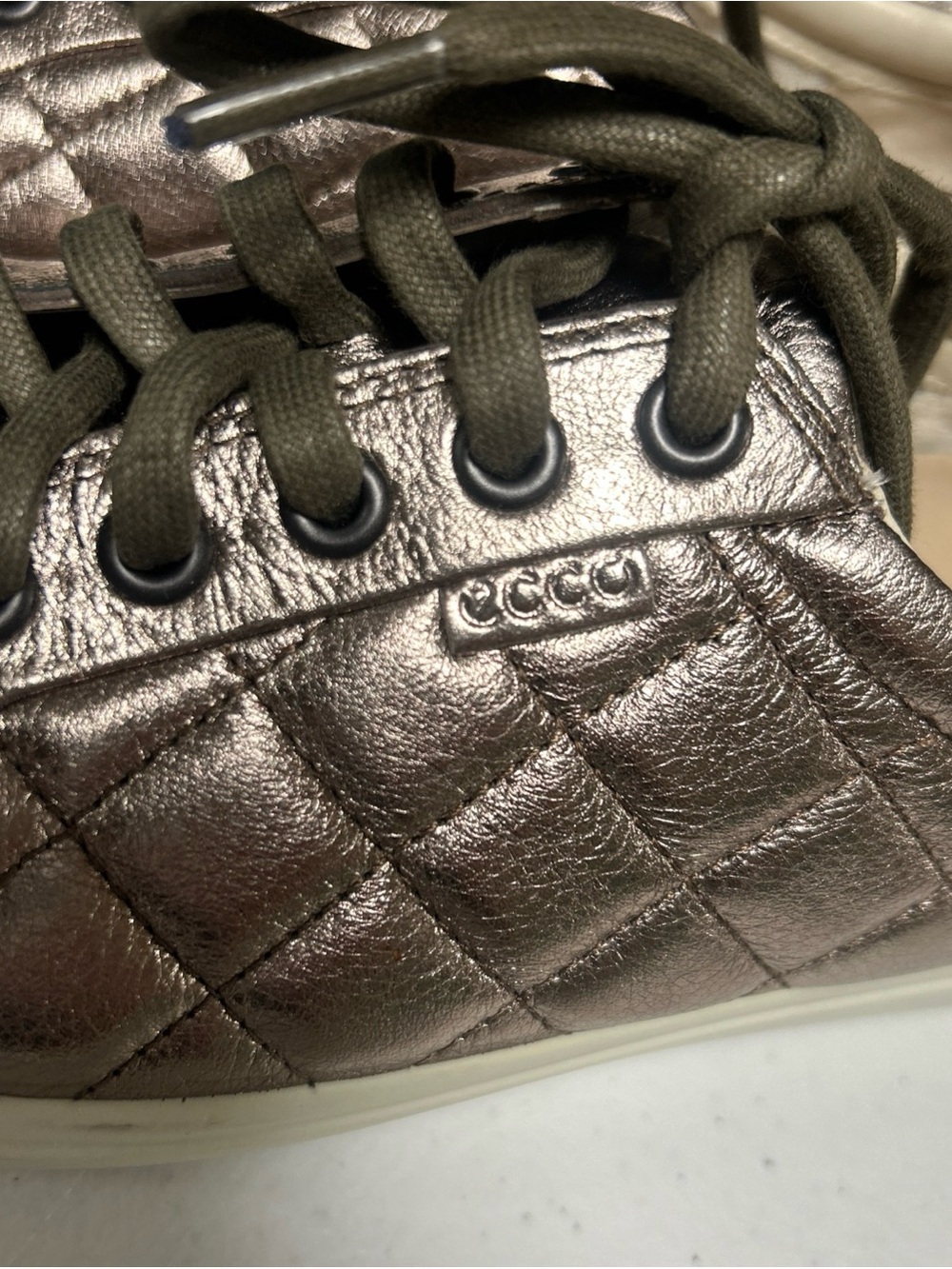 Ecco Women's Metallic Bronze Quilted Leather Sneaker - Picture 13 of 13